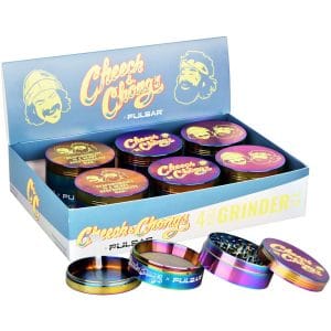 Pulsar 6PC DISPLAY - Cheech & Chong's Metal Grinder - Rainbow / 4pc / 2.5"