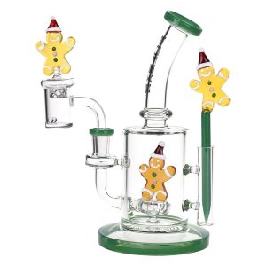 Pulsar Holidaze Series Glass Dab Rig Set | 8.25" | 14mm F - Ginger Bread Man