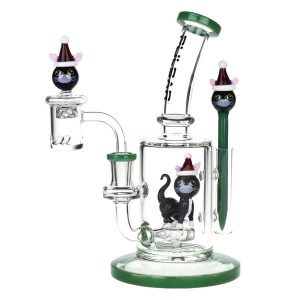 Pulsar Holidaze Series Glass Dab Rig Set | 8.25" | 14mm F - X-Mas Kitty