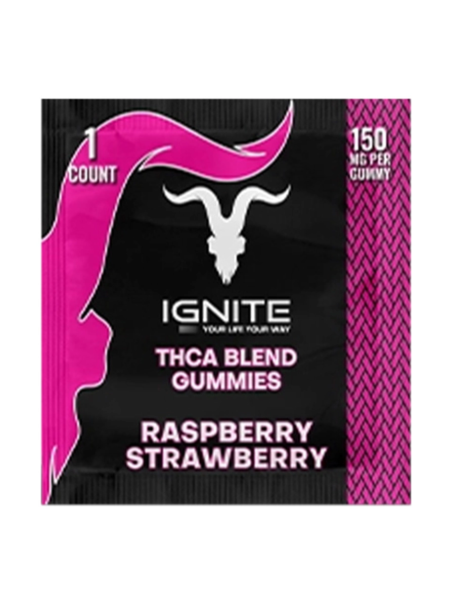 Raspberry Strawberry Ignite THC A Blend Gummies 150mg