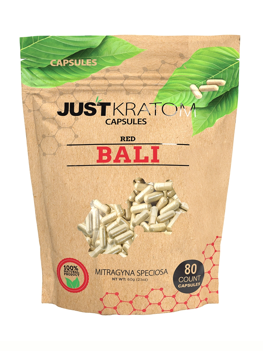 Red Bali Just Kratom Mitragyna Speciosa Capsules 80ct