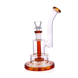 STACKED CHAMBER SHOWERHEAD PERC BONG - 14mm / Amber