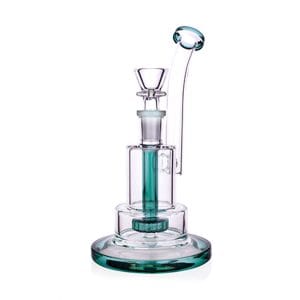 STACKED CHAMBER SHOWERHEAD PERC BONG - 14mm / Green
