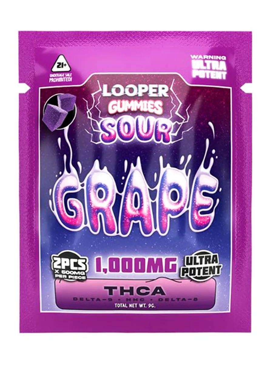 Sour Grape Looper THCADelta 9HHCDelta 8 Gummies 2ct 1000mg
