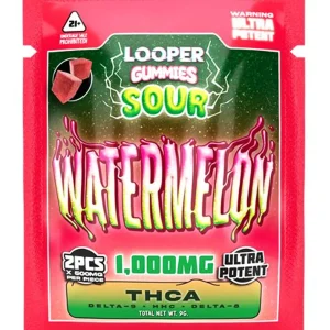 Sour Watermelon Looper THCA+Delta-9+HHC+Delta-8 Gummies 2ct 1000mg