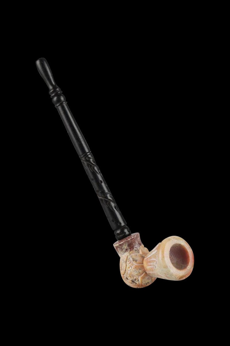 Stone Carved Pipe w Wood Stem 7.5 media 1 da8dd039 3568 44e3 86ca 5b48c36bfc72