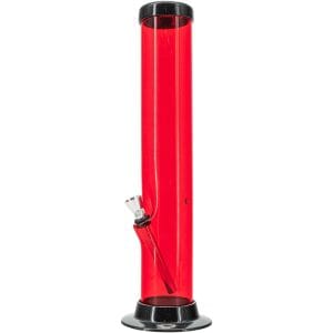 Straight Tube Acrylic Bong 6-9-12-15" - Red / 9 Inch