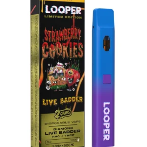Strawberry Cookies Looper Limited Edition Diamond Live Badder HHC+THC-P Disposable Vape 2G