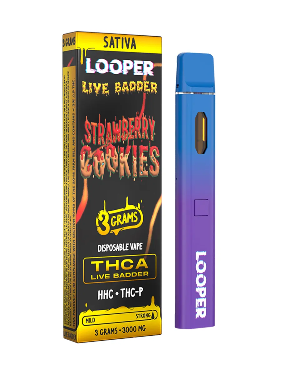 Strawberry Cookies Looper Live Badder THC-A+HHC+THC-P Disposable Vape 3G