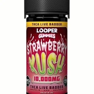 Strawberry Kush Looper THCA Live Badder Delta-8+HHC+Delta-9 Gummies 10 000mg