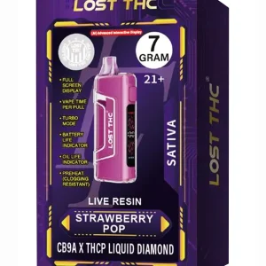 Strawberry Pop Lost THC Live Resin CB9A x THCP Liquid Diamond Disposable 7G