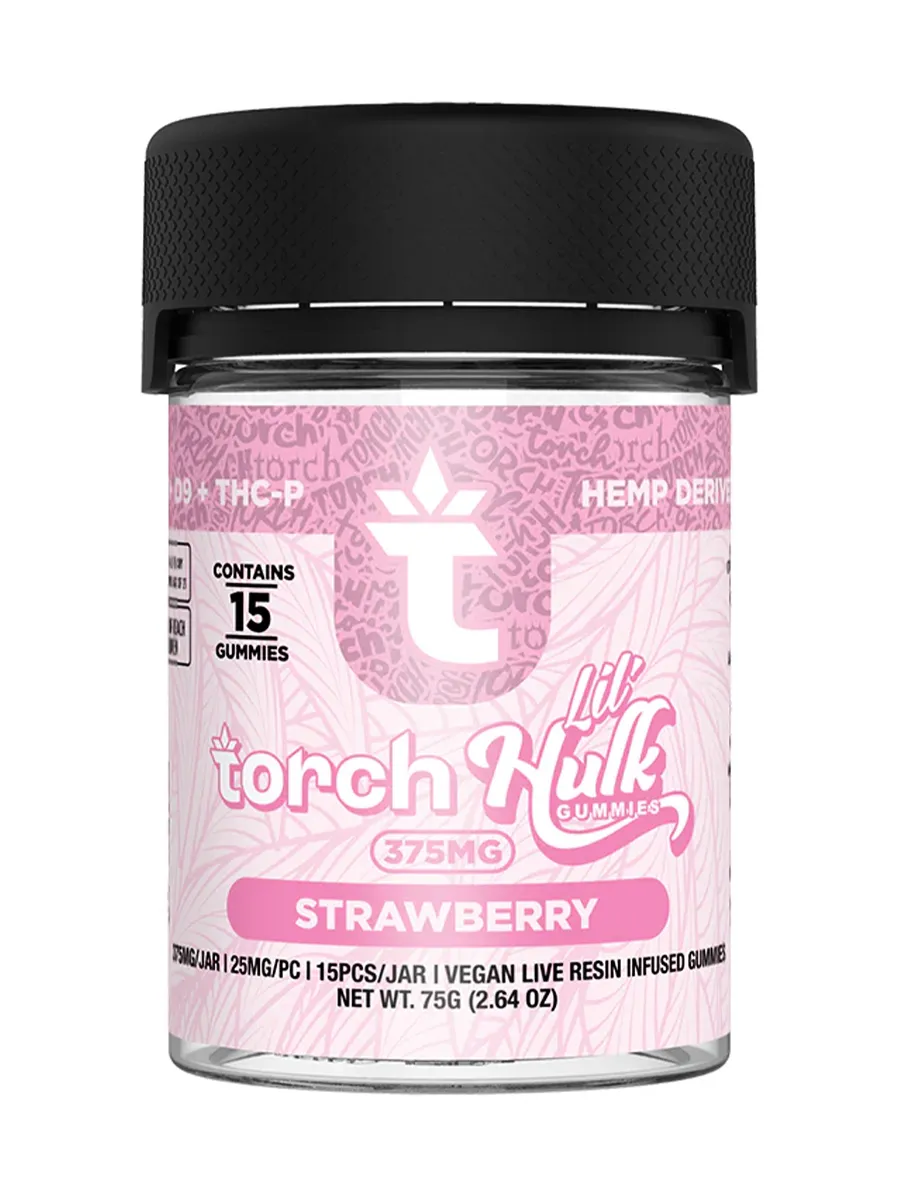 Strawberry Torch Lil Hulk HHC | D9 | THCP Gummies 375mg 15ct