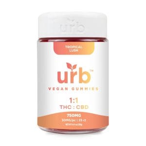 URB 1:1 THC:CBD Gummies 25CT 30MG (750MG Total) - Blueberry Pomegranate