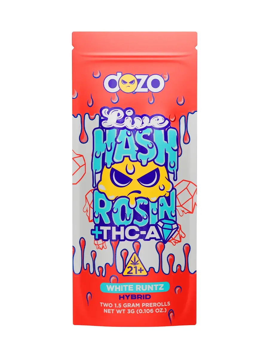 White Runtz Dozo Live Hash Rosin THC A Diamond Prerolls 2ct