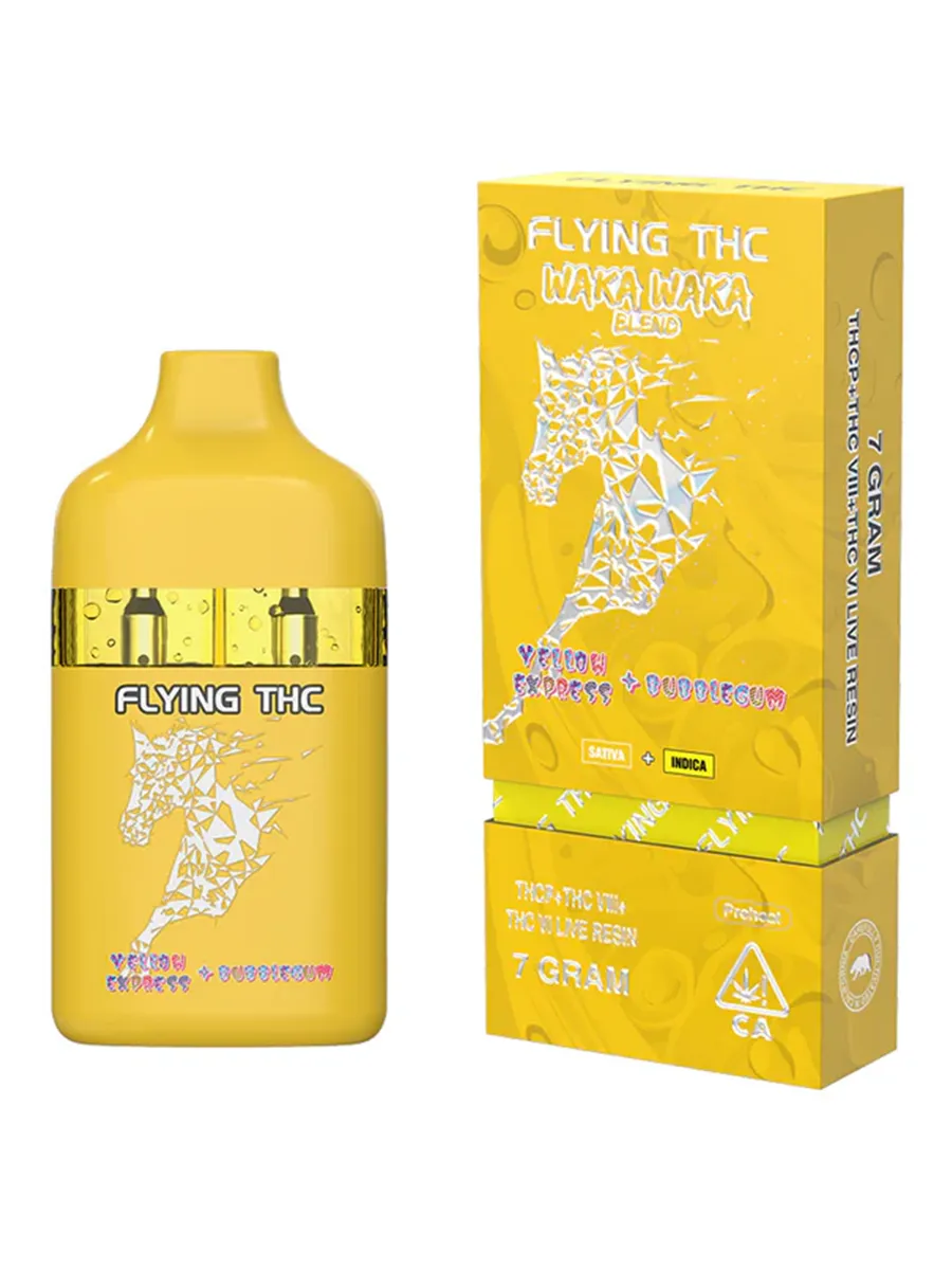 Yellow Express Bubblgum Flying Horse THC Waka Waka Blend Disposable Vape 7 G