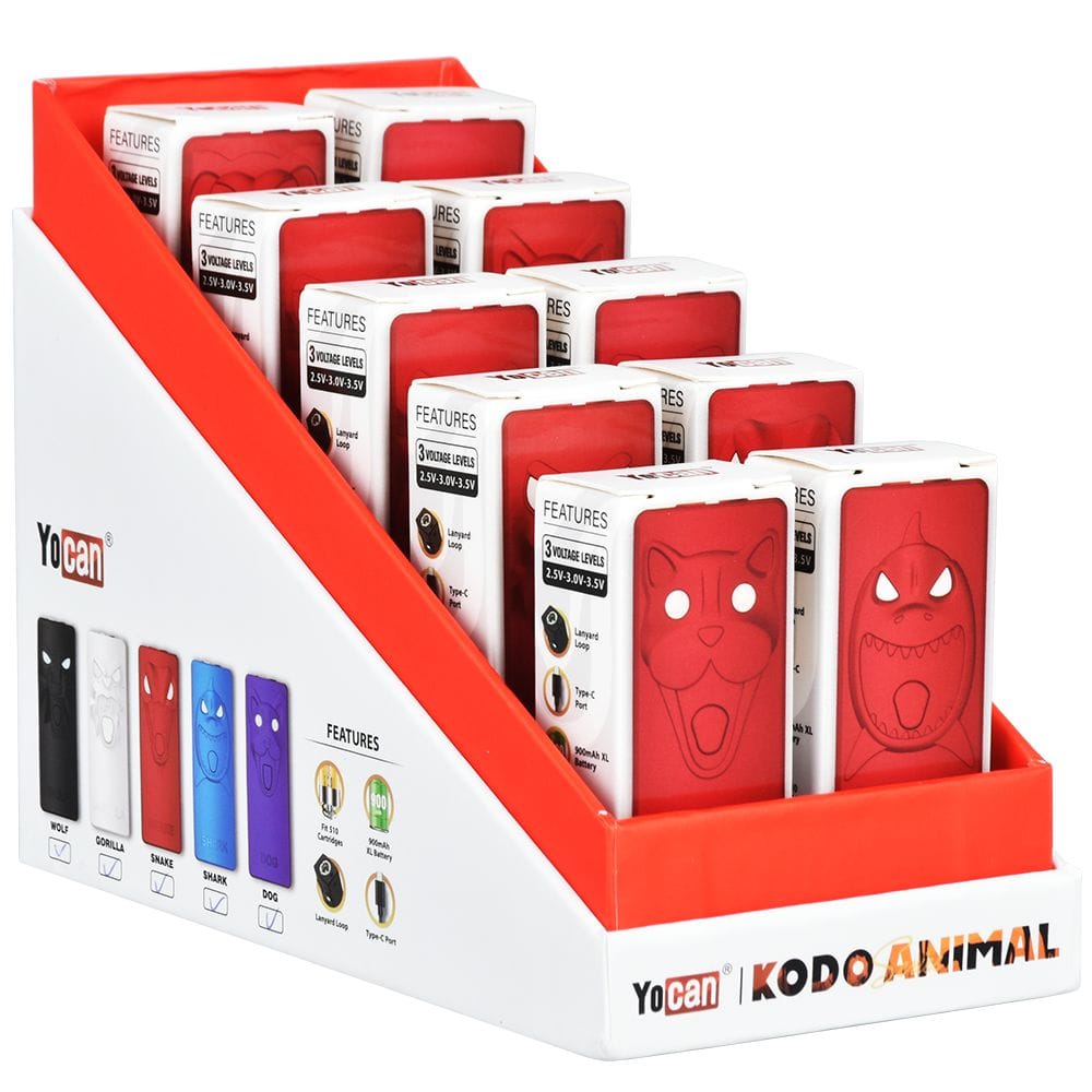 Yocan Kodo Variable Voltage 510 Cart Vape Battery | 900mAh 10ct - Red