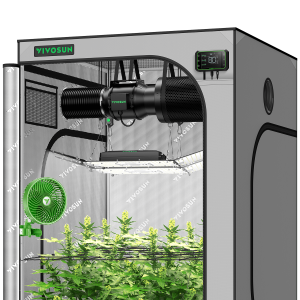 Smart Grow Tent Kit GIY-SGS-G44 4x4, 4-Plant Complete System, with WiFi E42A Controller, 2x 200W AeroLight Wing SE LED Grow Light, 6-inch AeroZesh G6