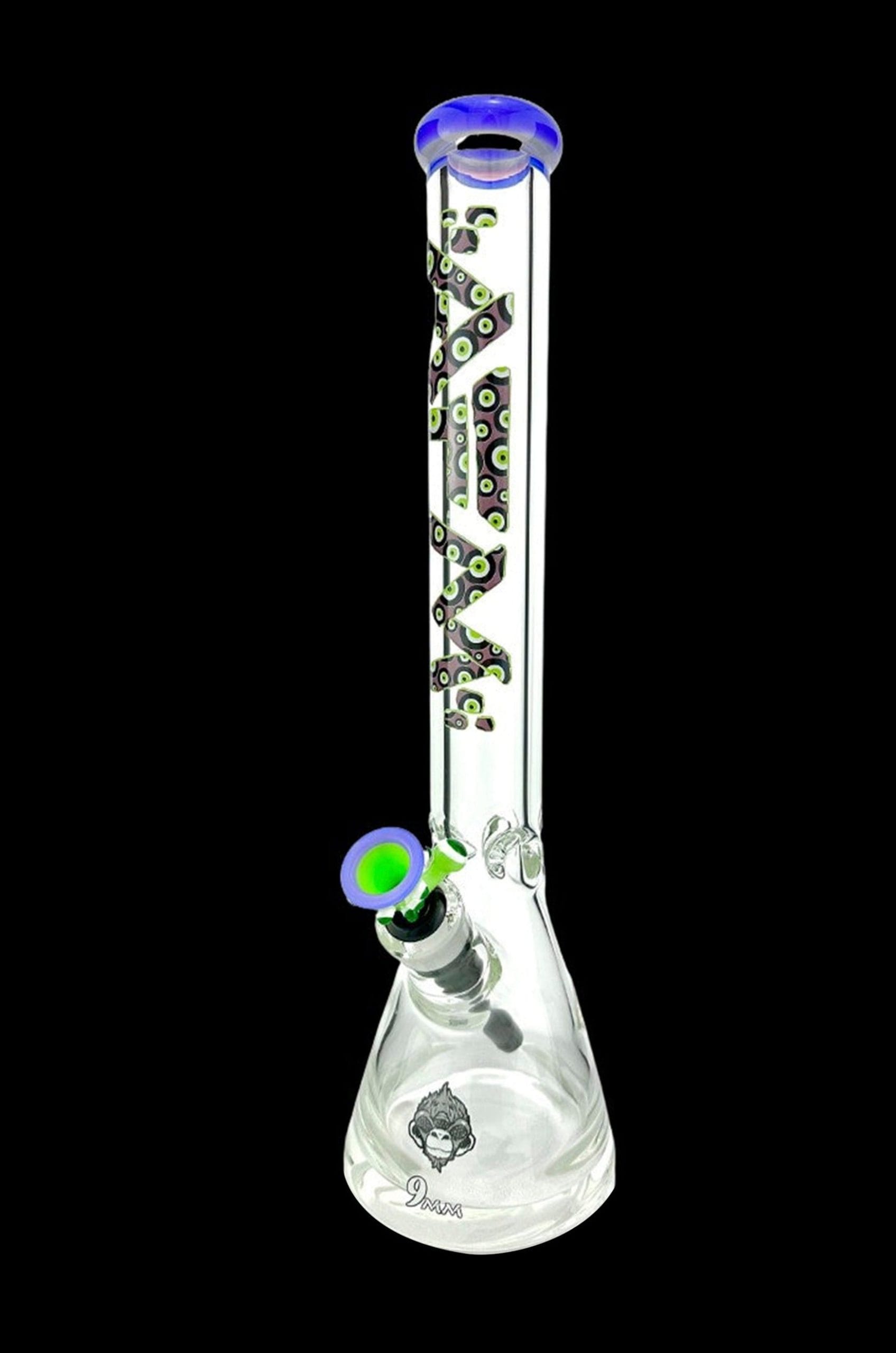 AFM Glass Evil Eye Clear Glass Beaker Bong Bundle