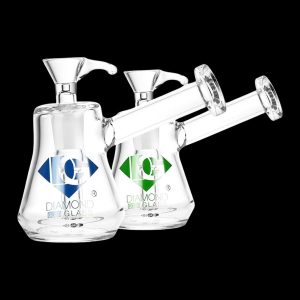 Diamond Glass Gold Mallet Water Pipe