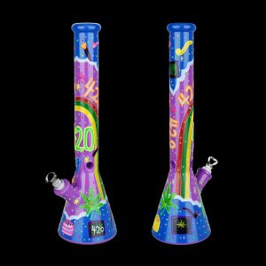Beach Vibes 420 Painted Glass Beaker Water Pipe