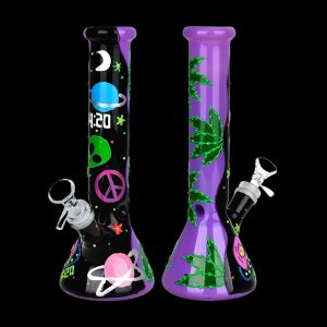 420 Beam Me Up Beaker Glow In The Dark Water Pipe