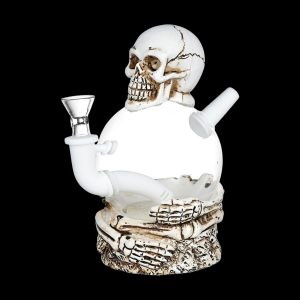 Skeleton's Embrace Resin on Glass Water Pipe