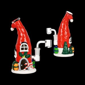 Santa Cap Elf House Resin On Glass Dab Rig