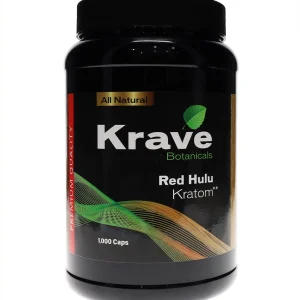 Red Hulu Krave Botanicals Kratom Capsules 1000ct