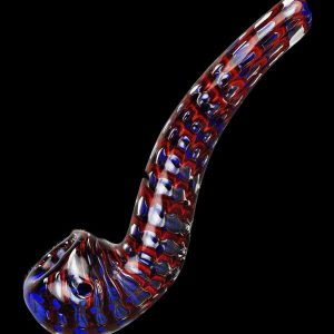 Striated Two Tone Bubbly Glass Long Pipe