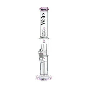 Croia Glass 16" Triple Rocket-Perc Scientific Glass Bong | Croia Glass - Pink