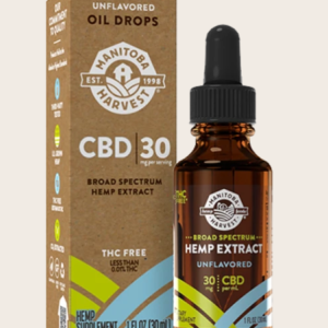 Manitoba Harvest Broad Spectrum Hemp Extract CBD Oil Drops (Unflavor) 30mg CBD/ml - 30 ml