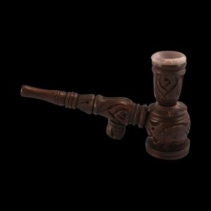 Wooden ""Hukka"" Pipe With a Stone Bowl Insert
