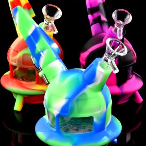 7" Small Silicone 2 in 1 LED UFO Water Pipe & Nectar Straw - WP2799