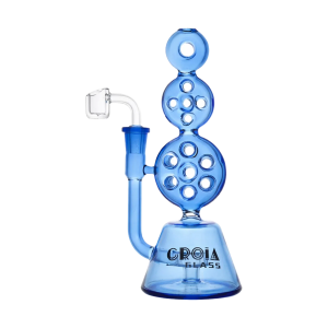 Croia Glass 8" Triple Stack Swiss Perc Recycler Dab Rig | Croia Glass - Blue