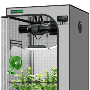 Smart Grow Tent Kit GIY-SGS-G33 3x3, 3-Plant Complete System, with WiFi E42A Controller, 200W AeroLight Wing SE LED Grow Light, 4-inch AeroZesh G4 Ven