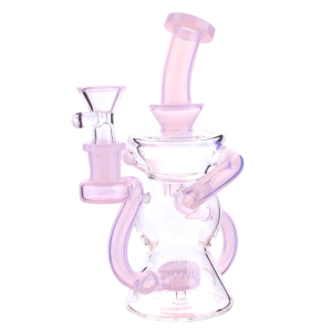 DHC Color Perc & Tube Recycler Bong - 7 in. - Jade Pink