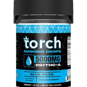 Blue Razz Torch Diamond Drops Vegan Gummies 5000mg
