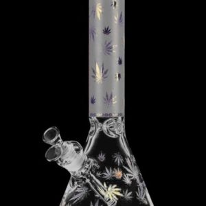 Foil Canna-Leaf Print Beaker Bong