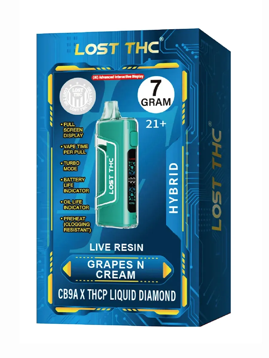Grapes N Cream Lost THC Live Resin CB9A x THCP Liquid Diamond Disposable 7G