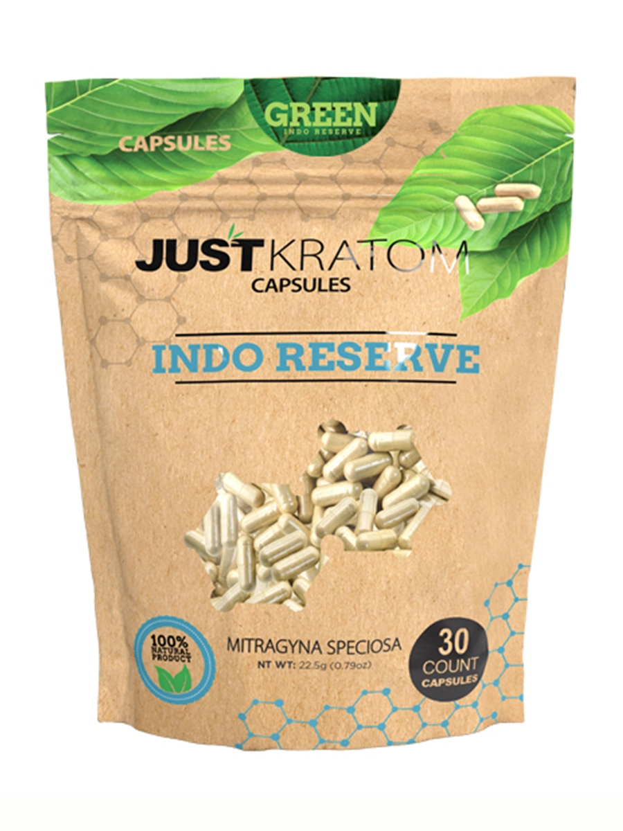 Green Indo Reserve Just Kratom Mitragyna Speciosa Capsules 30ct