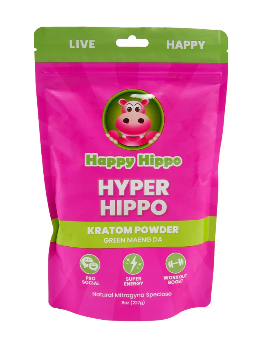 Happy Hippo Hyper Hippo Kratom Powder Green Maeng Da