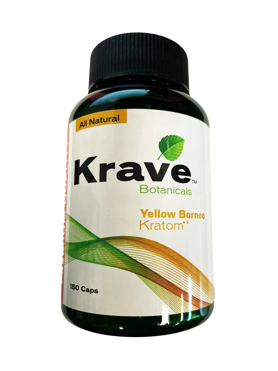 Krave Botanicals Yellow Borneo Kratom Capsules 150ct 1