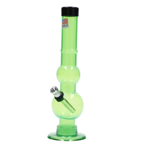 JM Plastics Double Bubble with Grip and Carb Hole Acrylic Bong - 8 in. - Light Green