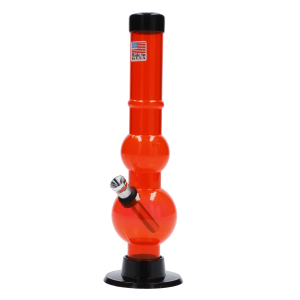 JM Plastics Double Bubble with Grip and Carb Hole Acrylic Bong - 8 in. - Orange