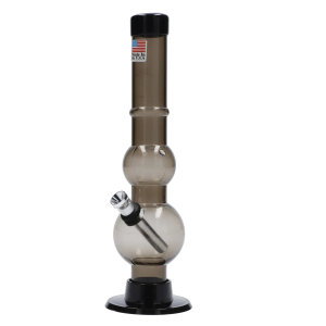 JM Plastics Double Bubble with Grip and Carb Hole Acrylic Bong - 8 in. - Smoke