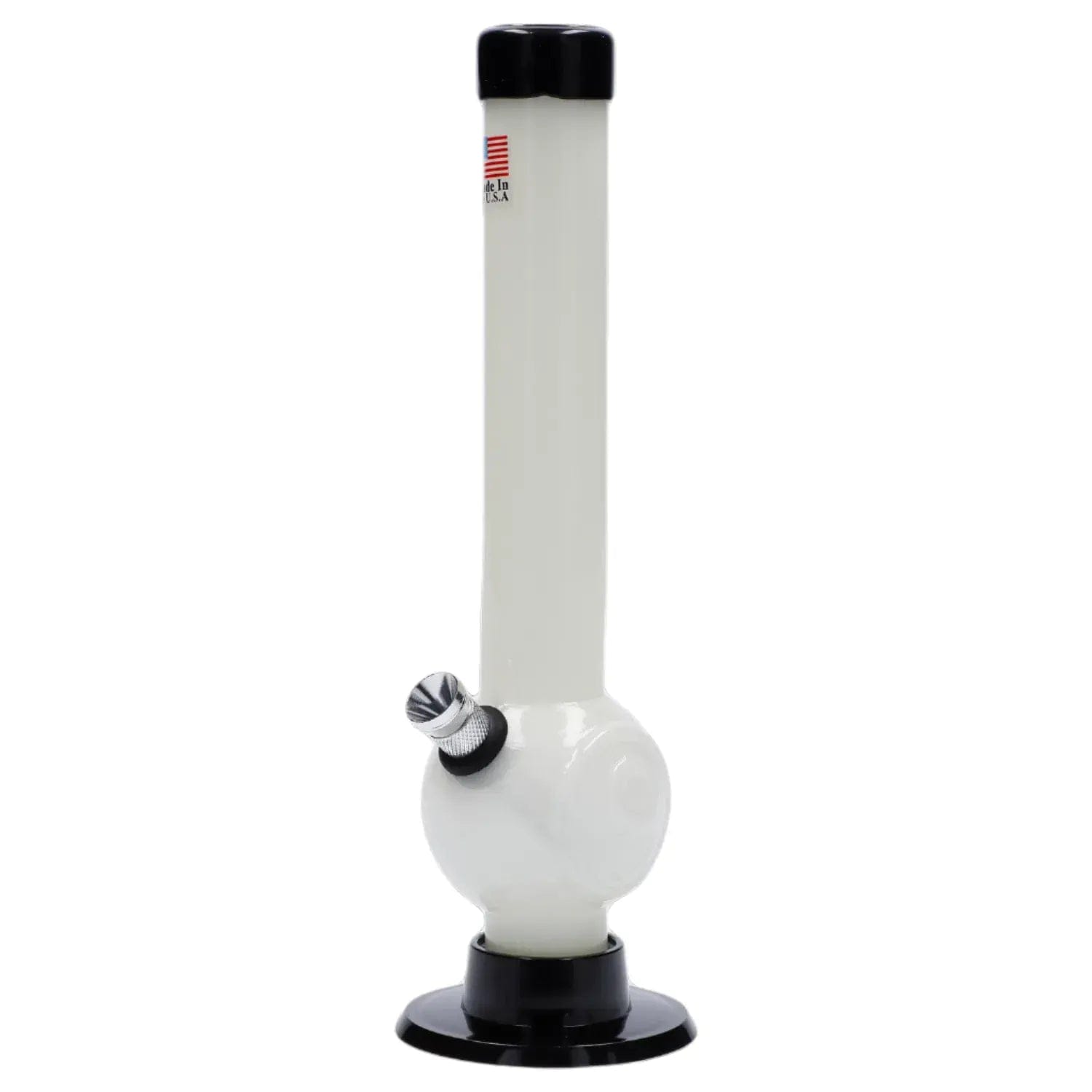 JM Plastics Magic 8 Ball Base with Carb Hole Acrylic Bong - 8 in. - Solid White with Clear Base
