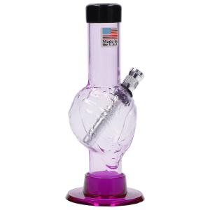 JM Plastics Mini Alien Base Acrylic Bong - 6 in. - Purple Tinted Clear