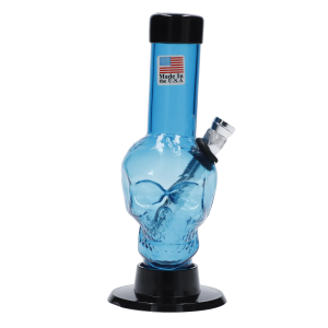 JM Plastics Mini Skull Base Acrylic Bong - 6 in. - Light Blue