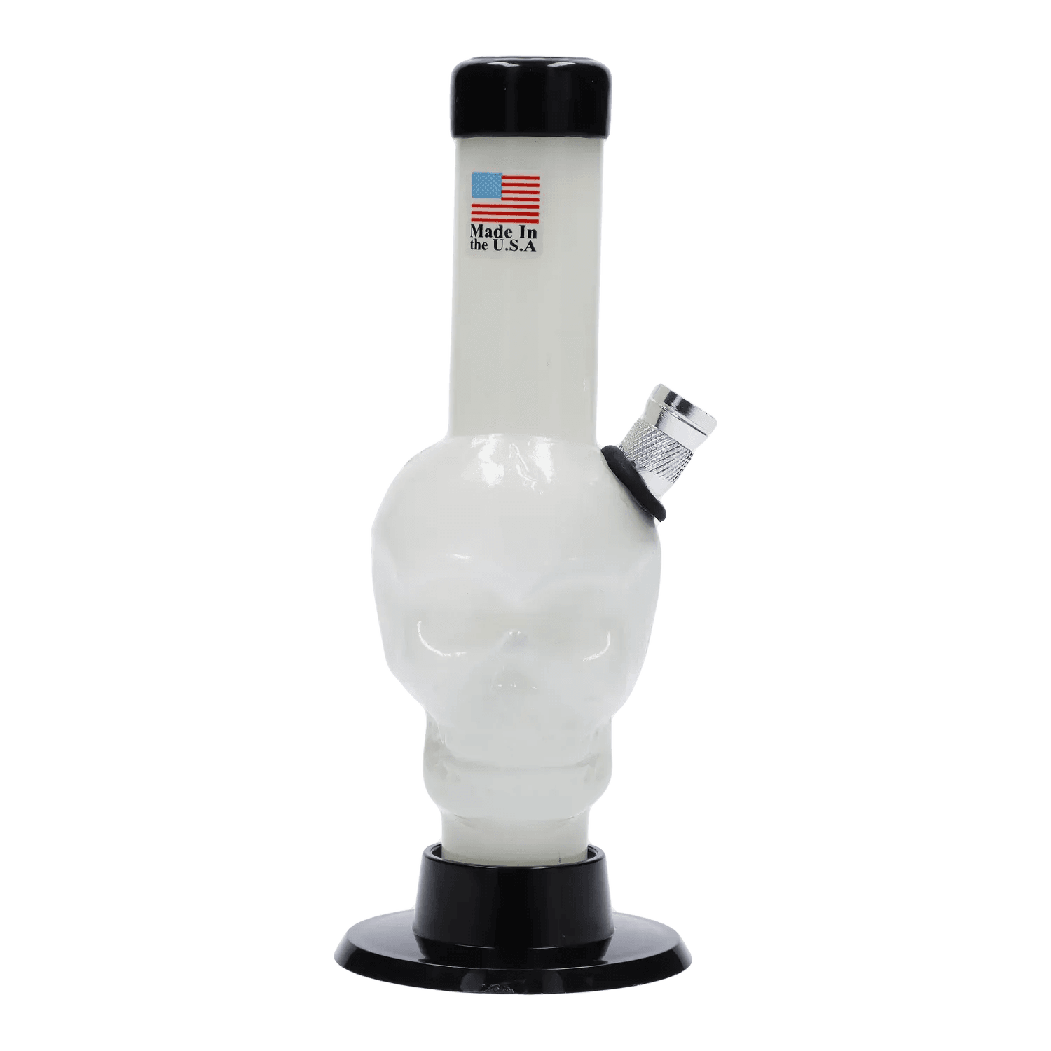 JM Plastics Mini Skull Base Acrylic Bong - 6 in. - Solid White with Yellow Base