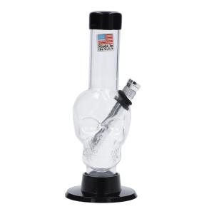 JM Plastics Mini Skull Base Acrylic Bong - 6 in. - Clear